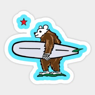 Cali Bear Surfer Sticker